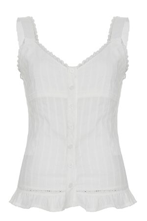 Hot Girl Solid Color Strap Hollow Textured Camisole - Versatile Slim Fit Waist-Defining Top for Y2K and Korean Style Fashion