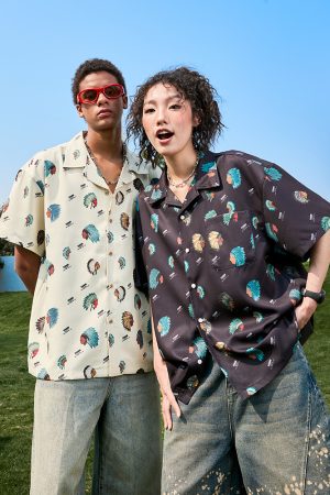 Ice Silk Cool Feel Hawaiian Short Sleeve Floral Shirt - Vintage Unisex 2025 Summer Style, Floral Print, Relaxed Fit, Tropical Vibes