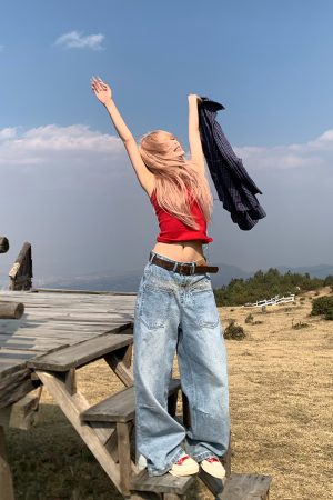 Inverted Water-Washed Denim Wide-Leg Pants for Men and Women - Vintage Loose Casual Floor-Length Trousers