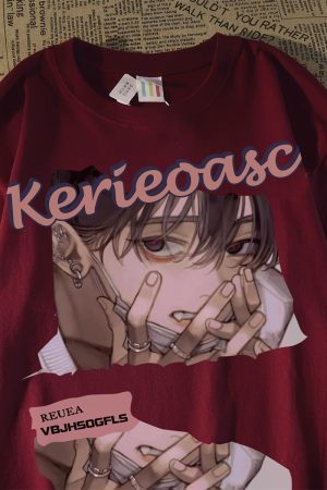 Japanese Retro Cartoon Anime Short Sleeve T-Shirt for Men and Women, Plus Size, Loose Fit, Pure Cotton, Y2K Couple Style