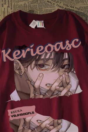 Japanese Retro Cartoon Anime Short Sleeve T-Shirt for Men and Women, Plus Size, Loose Fit, Pure Cotton, Y2K Couple Style