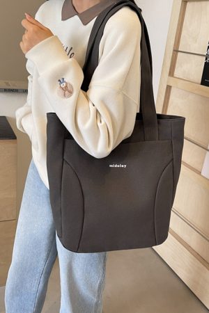 Japanese-Style Canvas Tote Bag for Women, Trendy Large Capacity Shoulder Bag for School, Commuting, and Everyday Use 2025