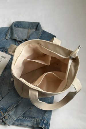 Japanese-Style Canvas Tote Bag for Women, Trendy Large Capacity Shoulder Bag for School, Commuting, and Everyday Use 2025