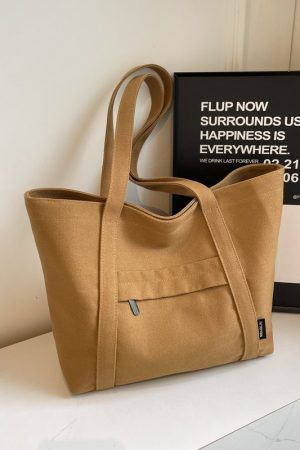 Japanese-Style Canvas Tote Bag for Women, Trendy Large Capacity Shoulder Bag for School, Commuting, and Everyday Use 2025