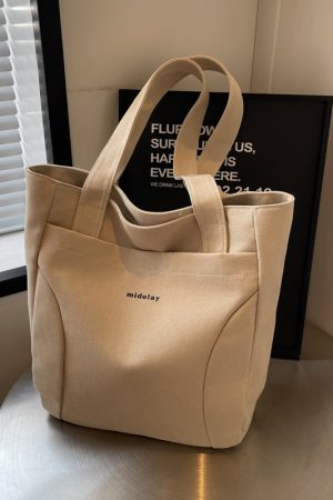 Japanese-Style Canvas Tote Bag for Women, Trendy Large Capacity Shoulder Bag for School, Commuting, and Everyday Use 2025