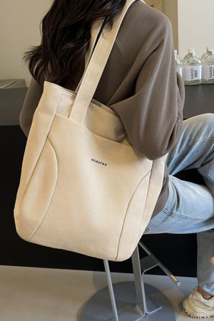 Japanese-Style Canvas Tote Bag for Women, Trendy Large Capacity Shoulder Bag for School, Commuting, and Everyday Use 2025