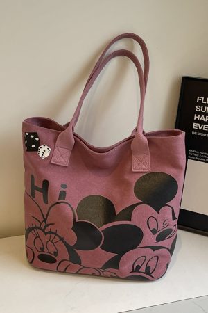 Japanese-Style Cartoon Canvas Tote Bag for Women - 2025 Large Capacity Student Shoulder Bag for Class and Commuting