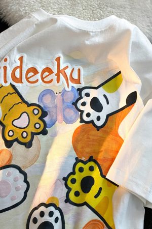 Japanese-Style Cartoon Graffiti Short Sleeve T-Shirt for Men & Women, Plus Size, Trendy Couple Outfit, Casual Streetwear