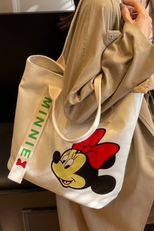 Japanese-Style Cartoon Single-Shoulder Canvas Tote Bag for Women â€“ Versatile, Large Capacity, Perfect for Students and Commuting