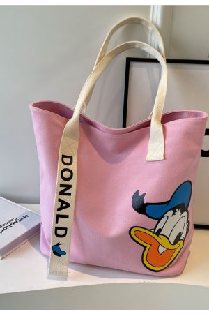Japanese-Style Cartoon Single-Shoulder Canvas Tote Bag for Women â€“ Versatile, Large Capacity, Perfect for Students and Commuting