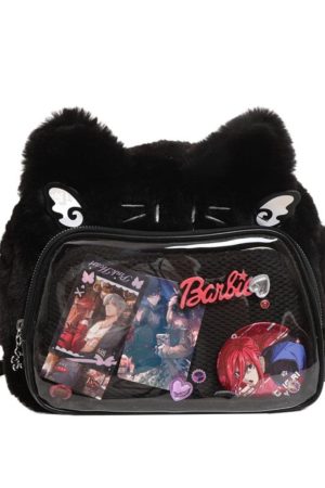 Japanese-Style Cute Cartoon Plush Crossbody Backpack for Spring/Summer 2025 - Trendy Hot Girl Double Shoulder Bag