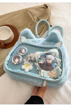 Japanese-Style Cute Cartoon Plush Crossbody Backpack for Spring/Summer 2025 - Trendy Hot Girl Double Shoulder Bag
