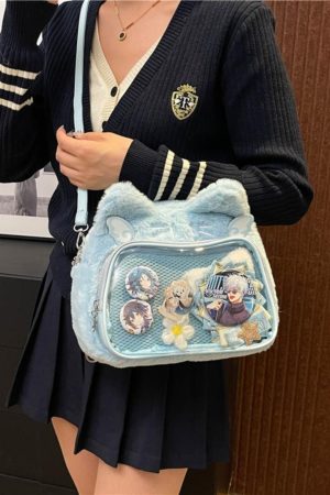 Japanese-Style Cute Cartoon Plush Crossbody Backpack for Spring/Summer 2025 - Trendy Hot Girl Double Shoulder Bag
