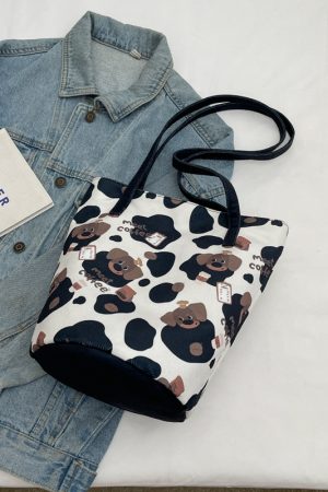 Japanese-Style Floral Canvas Bucket Bag for Women - 2025 Versatile Large Capacity Shoulder Tote for Commuting