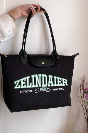 Japanese-Style Large Capacity Canvas Tote Bag for Women - 2025 Spring Summer Letter Print Handheld Shoulder Commuter Bag