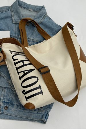 Japanese-Style Large Capacity Canvas Tote Bag for Women - Versatile Casual Commuting Handbag & Crossbody Bag