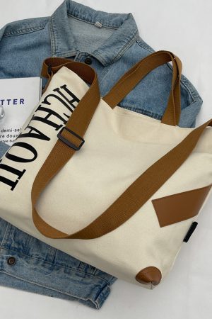 Japanese-Style Large Capacity Canvas Tote Bag for Women - Versatile Casual Commuting Handbag & Crossbody Bag