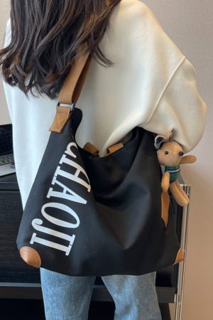 Japanese-Style Large Capacity Canvas Tote Bag for Women - Versatile Casual Commuting Handbag & Crossbody Bag