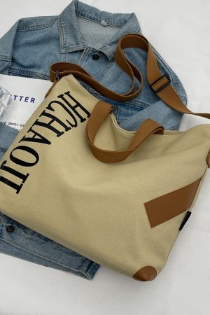 Japanese-Style Large Capacity Canvas Tote Bag for Women - Versatile Casual Commuting Handbag & Crossbody Bag