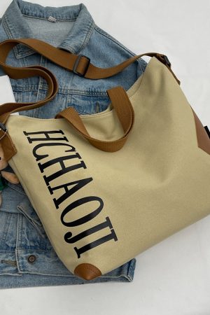 Japanese-Style Large Capacity Canvas Tote Bag for Women - Versatile Casual Commuting Handbag & Crossbody Bag