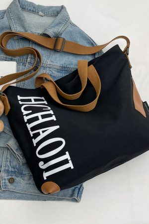 Japanese-Style Large Capacity Canvas Tote Bag for Women - Versatile Casual Commuting Handbag & Crossbody Bag