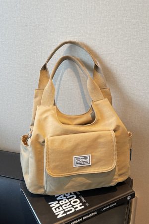 Japanese-Style Oxford Cloth Tote Bag for Women - 2025 Model, Large Capacity Handheld Shoulder Bag for Commuting and Classes