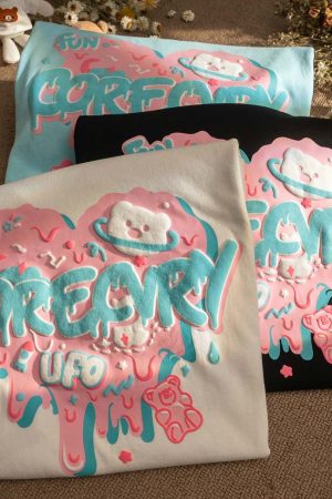 Japanese-Style Retro Cartoon Bear Cotton Short-Sleeve T-Shirt Plus Size for Women & Men - Trendy Loose Fit for Y2K Fashion