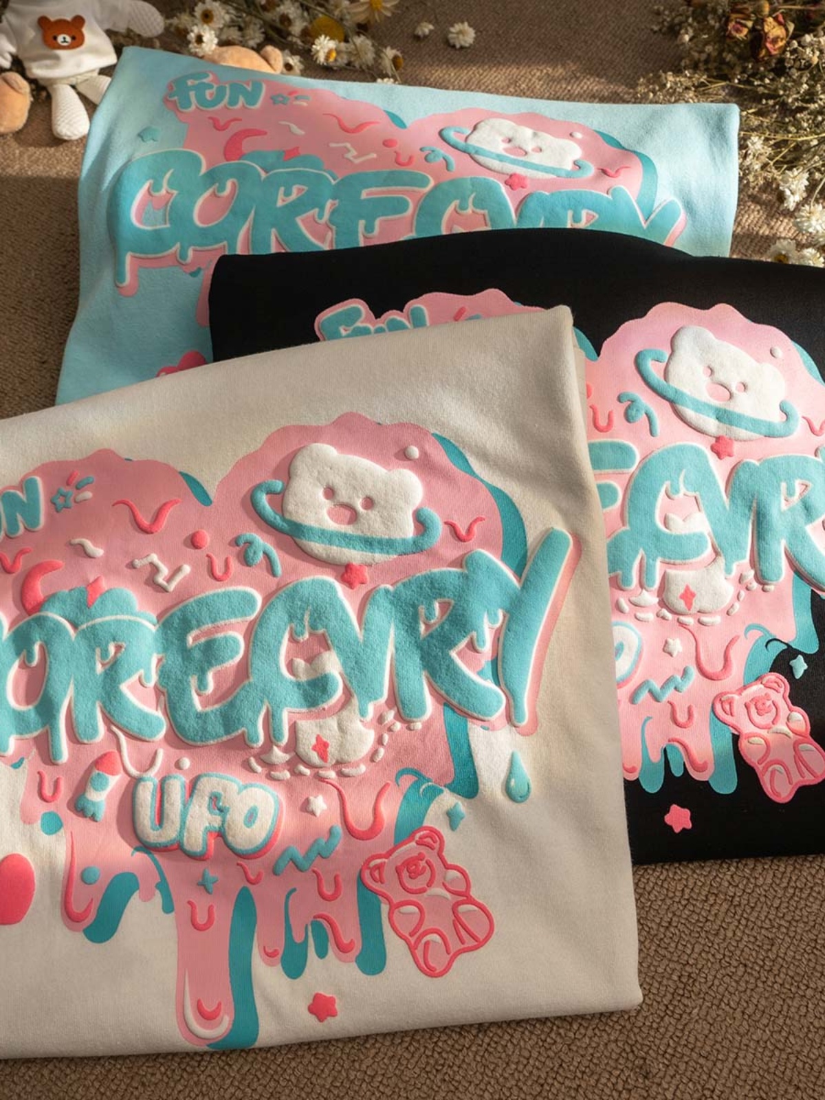 Japanese-Style Retro Cartoon Bear Cotton Short-Sleeve T-Shirt Plus Size for Women & Men - Trendy Loose Fit for Y2K Fashion Japanese-Style Retro Cartoon Bear Cotton Short-Sleeve T-Shirt Plus Size for Women & Men - Trendy Loose Fit for Y2K Fashion