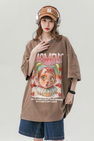 Japanese-Style Retro Cotton Short Sleeve T-Shirt for Men & Women, Plus Size Loose Fit Casual Couple Top