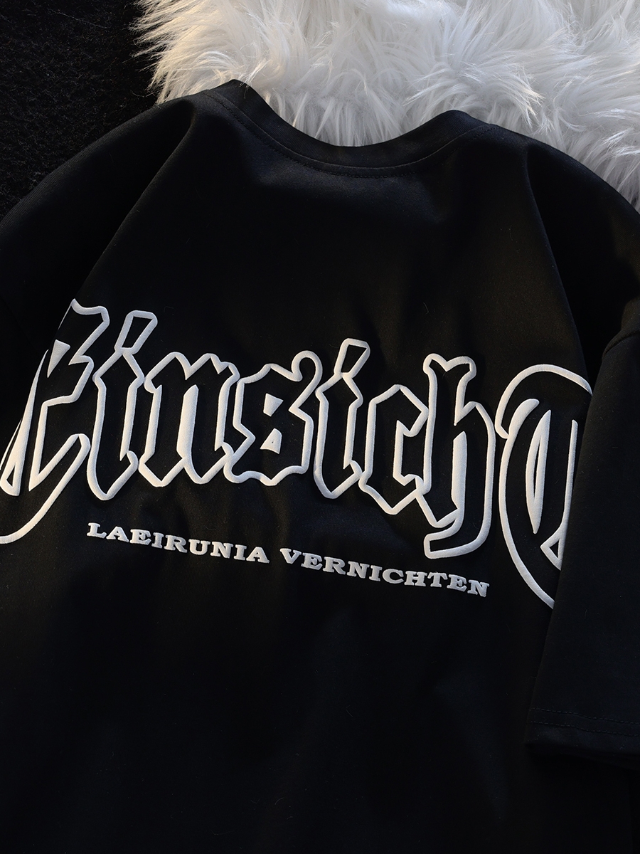 Japanese-Style Retro Sweet Letter Print Short-Sleeve T-Shirt for Men and Women, Plus Size, Loose-Fitting Cotton Tee, Casual Couple Outfit Japanese-Style Retro Sweet Letter Print Short-Sleeve T-Shirt for Men and Women, Plus Size, Loose-Fitting Cotton Tee, Casual Couple Outfit