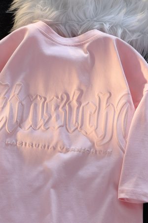 Japanese-Style Retro Sweet Letter Print Short-Sleeve T-Shirt for Men and Women, Plus Size, Loose-Fitting Cotton Tee, Casual Couple Outfit