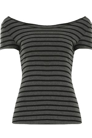 Korean Aesthetic Striped One-Shoulder Sheer Long Sleeve T-Shirt Top for Women - Lightweight Versatile Fashion Essential
