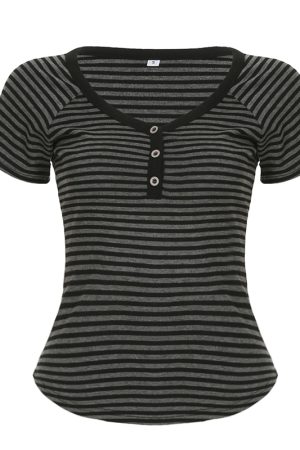 Korean Aesthetic Striped One-Shoulder Sheer Long Sleeve T-Shirt Top for Women - Lightweight Versatile Fashion Essential