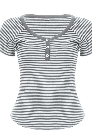 Korean Aesthetic Striped One-Shoulder Sheer Long Sleeve T-Shirt Top for Women - Lightweight Versatile Fashion Essential