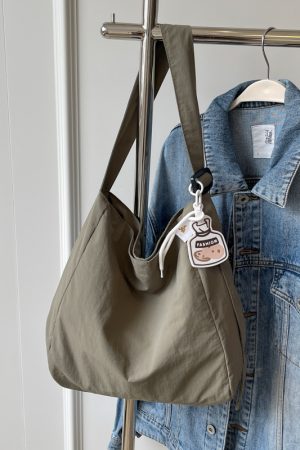 Korean-Style Artistic Canvas Tote Bag for Women - Trendy Crossbody Bag for Summer 2025, Casual Fashion Essential