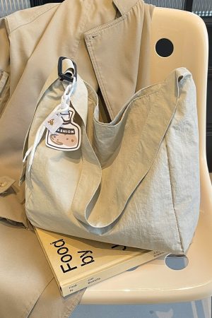 Korean-Style Artistic Canvas Tote Bag for Women - Trendy Crossbody Bag for Summer 2025, Casual Fashion Essential