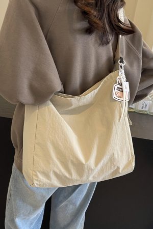 Korean-Style Artistic Canvas Tote Bag for Women - Trendy Crossbody Bag for Summer 2025, Casual Fashion Essential