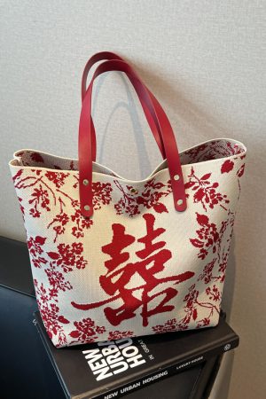 Korean-Style Bride Wedding Tote Bag 2025 - Double Happiness Design, Shoulder Commuting Handbag, Bridesmaid Gift Bag