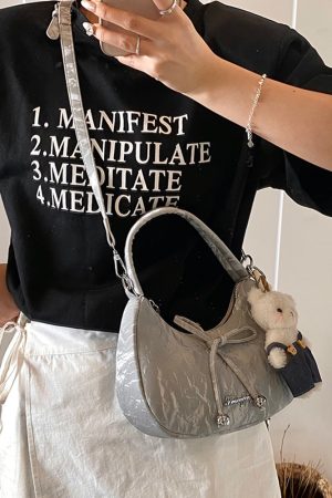 Korean Style Crescent Underarm Bag for Women, Bowknot Handbag, High-End Feel, Spring/Summer Crossbody, 2025 New Model