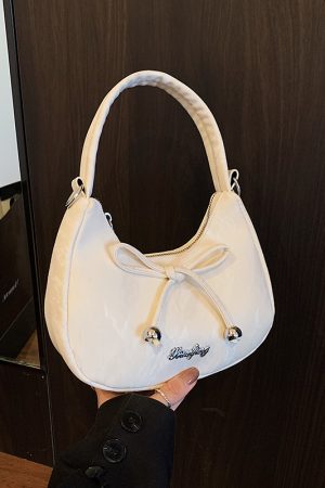 Korean Style Crescent Underarm Bag for Women, Bowknot Handbag, High-End Feel, Spring/Summer Crossbody, 2025 New Model
