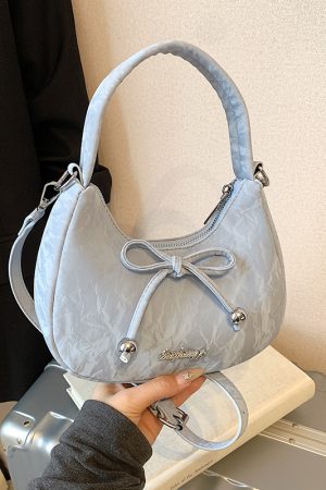 Korean Style Crescent Underarm Bag for Women, Bowknot Handbag, High-End Feel, Spring/Summer Crossbody, 2025 New Model