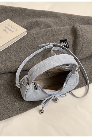 Korean Style Crescent Underarm Bag for Women, Bowknot Handbag, High-End Feel, Spring/Summer Crossbody, 2025 New Model
