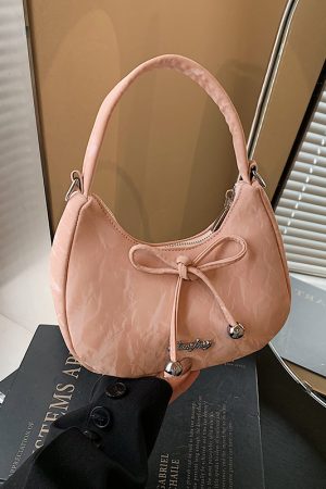 Korean Style Crescent Underarm Bag for Women, Bowknot Handbag, High-End Feel, Spring/Summer Crossbody, 2025 New Model