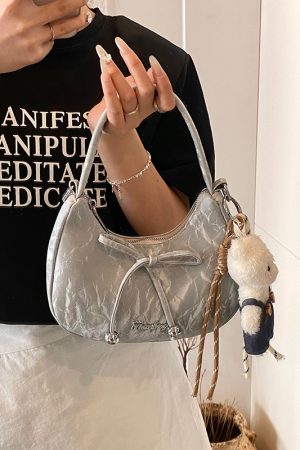 Korean Style Crescent Underarm Bag for Women, Bowknot Handbag, High-End Feel, Spring/Summer Crossbody, 2025 New Model