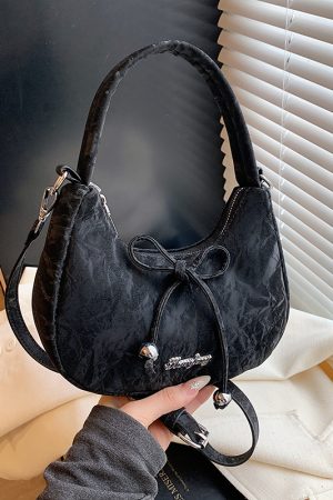 Korean Style Crescent Underarm Bag for Women, Bowknot Handbag, High-End Feel, Spring/Summer Crossbody, 2025 New Model