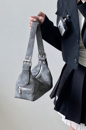 Korean Style Denim Underarm Bag for Women - Niche Design Handheld Motorcycle Small Shoulder Bag 2025 Fashion Trend