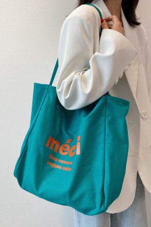 Korean Style Harajuku Canvas Tote Bag for Women, 2025 Large Capacity Simple Japanese Design, Versatile Shoulder Bag