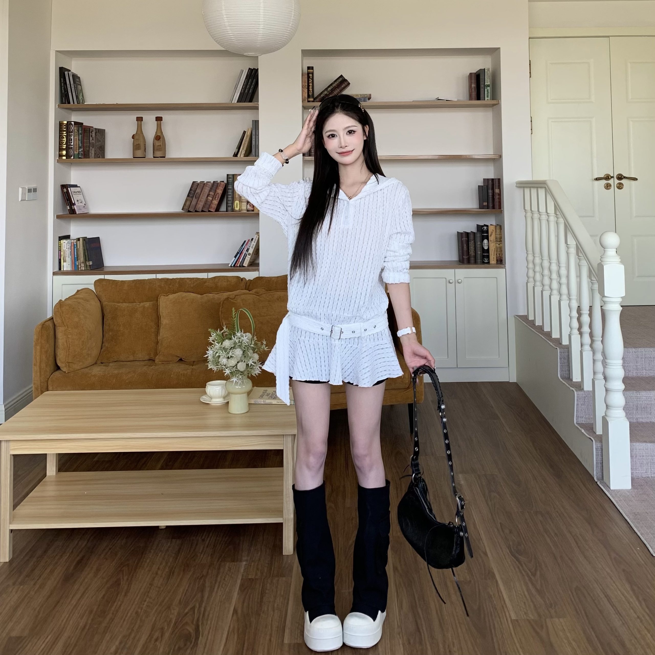 Korean Style Lace Hollow Long Sleeve Knitted Top - Unique Chic Hooded Dress for Spring Summer - Trendy 3MER Inspired Look Korean Style Lace Hollow Long Sleeve Knitted Top - Unique Chic Hooded Dress for Spring Summer - Trendy 3MER Inspired Look