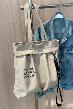 Korean Style Large Capacity Canvas Shoulder Bag for Women - Versatile Casual Tote for Students, Perfect for Class and Everyday Use