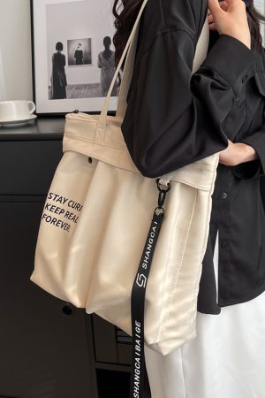 Korean Style Large Capacity Canvas Shoulder Bag for Women - Versatile Casual Tote for Students, Perfect for Class and Everyday Use